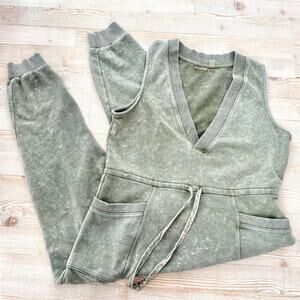 Zella All Day Oversized Sleeveless Sweat Jumpsuit |‎ Sage Green Large